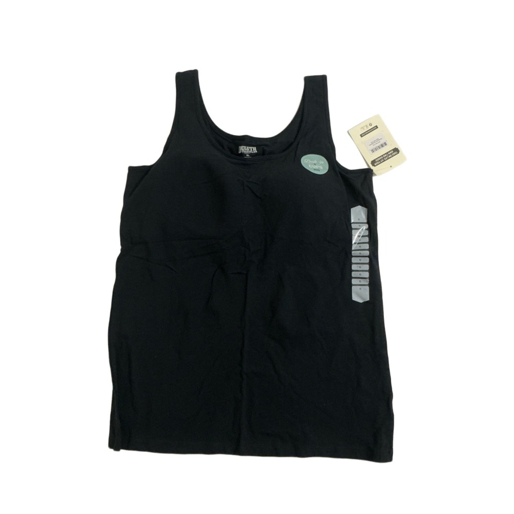 Duluth Trading Women's No-Yank Wireless Built-In Bra Tank Top Black XL NWT